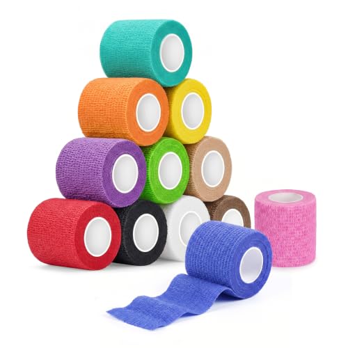 12 Piezas Tape Crossfit,5*4.5m Vendas Autoadhesivas,Tape Crossfit Adhesivo | Cinta Cohesiva,Vendas Cohesivas,Se Puede Utilizar en las Muñecas,los Tobillos,las Rodillas y los Dedos