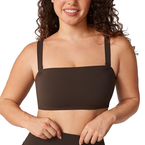 Hugcurve Women's Convertible Sports Bra Bandeau Strapless Tube Top Padded Wireless Yoga Workout