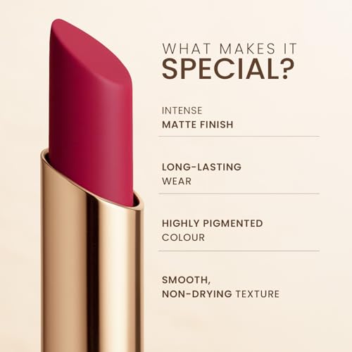 Image of TEEN TEEN LUXE Matte Lipstick | Long-Lasting Wear Up to 12 Hours | Ultra Smooth Velvet Finish | Rich Pigmented Lip Shade | Lightweight & Travel Friendly | Magenta-Madness, 1gm