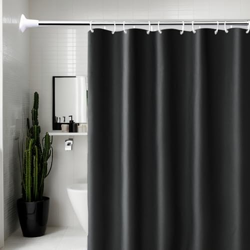 Rideau de douche noir 120x213 cm en polyester imperméable pour baignoire - 2