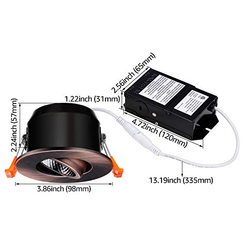 Torchstar E-Star Series 3 Inch Gimbal Led Recessed Light With Junction Box, 7W (50W Eqv.) Dimmable, Airtight, Cri 90+, Etl/Energy Star/Ja8/Title 24, 4000K Cool White, Oil Rubbed Bronze, Pack Of 6 #TOP5