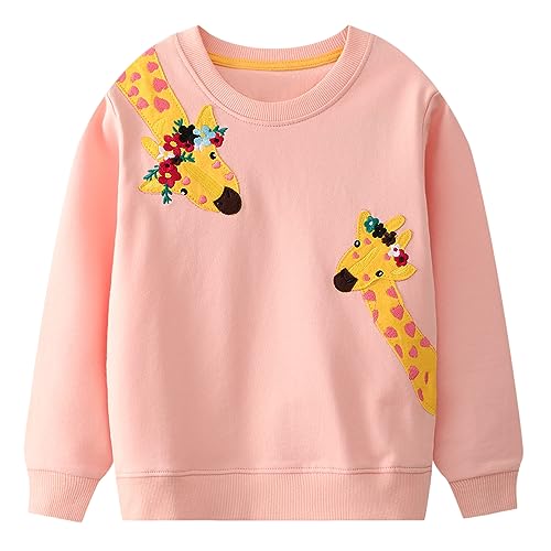 Codkkre Mädchen Sweatshirt Rosa Giraffe Applikation 104