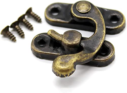 Kistenverschluss Antike,Forreen 40 Stück Vorhängeschloss Haspe Klein Vintage Einfache Öffnen Schließen Rechts Latch Hook Hasp mit Schrauben für Holzkisten Schmuckschatullen Geschenkschachteln,2 Größe