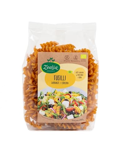 Fusilli de Garbanzo y Cúrcuma Bio 250g | Pasta Sin Gluten y Ecológica | Rica en Proteínas y Fibra | Apta para Veganos