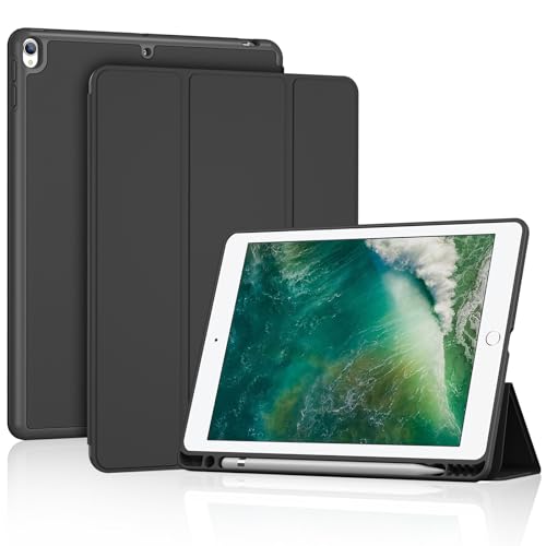 ProCase iPad Air 3 2019 / iPad Pro 10.5インチ 2017 専用 ケース ペンホルダー付き オートスリープ/ウェイク機能 耐衝撃 三つ折りスタンド - ブラック