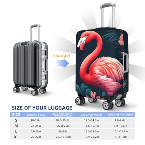 Colorful Floral Flamingo Print Luggage Covers Suitcase Protector Fit 18-32 Inch Luggage-Large3