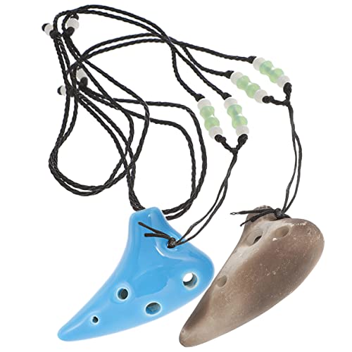HANABASS 2Pcs Mini Ocarina Ocarina for Beginner Wind Instrument Easy to Learn Durable Pottery Design for Music Practice and Fun