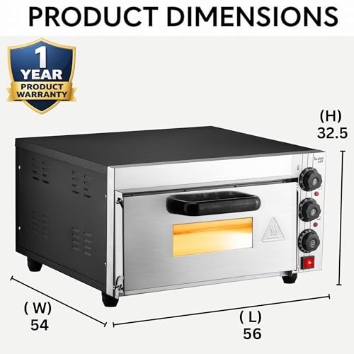Image of Blend Art Commercial Electric Pizza Oven 2000W | 16x16 Inch Stone | 50-350C Temperature Control |Single Deck Countertop Restaurant, Cafe,Bakery,Cloud kitchen (Metal Body (Black))