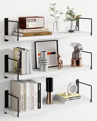 Floating Shelves, 24 In Bookshelves for Room Wall, Shelves on Wall (White)