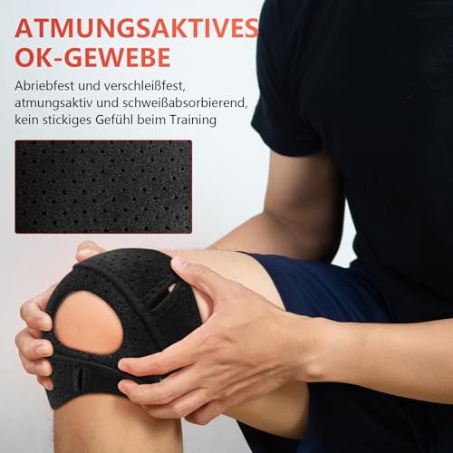 Yanlin Patella Stabilisierende Knieorthese, Patella Kniebandage, Kniebandage Verstellbare Knieorthesen, Verstellbarer Patellasehnenbandage, Rutschfest, Stoßdämpfend für Männer Damen (Grau)