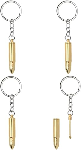 Llavero de tabaco de bala falsa de 4 piezas, compartimento oculto, cuchara, almacenamiento secreto, Oro