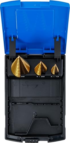 BGS 1624 | Stufenbohrer-Satz | 3-tlg. | titannitriert | Ø 4 - 30 mm | HSS-Stahl | Schälbohrer | Konusbohrer | Kegelbohrer | Fräser