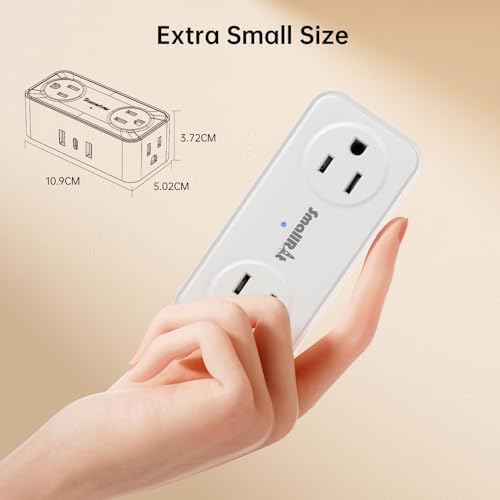 6.5FT Ultra Thin Flat Power Bar, SMALLRT Small Flat Plug Extension Cord Indoor with 4 Widely Space AC Outlets 3 USB Charging Ports, Power Strip for Home Office Dorm Room - 3