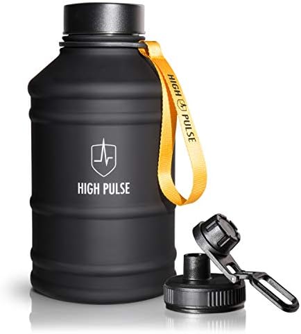 High Pulse® XXL Water Jug made of stainless steel with drinking attachment + cap (2.2 l) - leak-proof for your fitness and strength training - 100 % BPA-free and suitable for carbonic acid