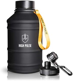 High Pulse® XXL Water Jug made of stainless steel with drinking attachment + cap (2.2 l) - leak-proof for your fitness and strength training - 100 % BPA-free and suitable for carbonic acid