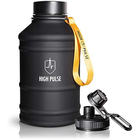 High Pulse® XXL Water Jug made of stainless steel with drinking attachment + cap (2.2 l) - leak-proof for your fitness and strength training - 100 % BPA-free and suitable for carbonic acid Cover