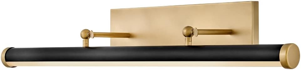 Hinkley Regis 32.5" Adjustable Integrated LED Accent Light, Picture Light Draws Attention to Art or Architectural Features, Install Up/Down, Acrylic Lens, Heritage Brass and Black Accent