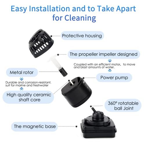 Image of hygger Mini Wave Maker for 15-40 Gallon Aquarium with Magnetic Mount Quiet Powerhead for Saltwater and Freshwater Fish Tank 530 GPH