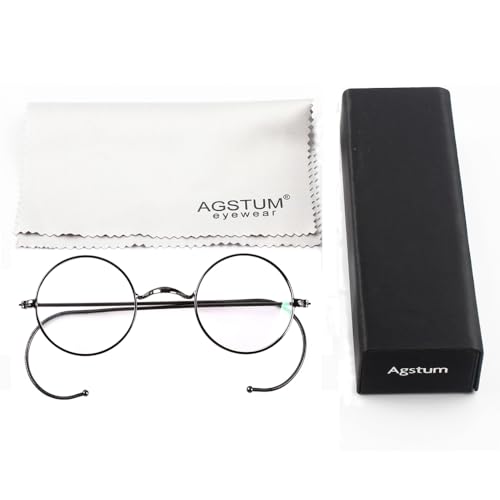 Image of Agstum Blue Light Blocking Reading Glasses, Small Round Wire Rim Readers for Computer Use Anti-Glare Cut UV400