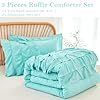 PERFEMET Boho Teal Comforter Set, 3 Pieces Girls Twin Bedding Set, Multi Layers Ruffle Bed Set for Kids Teens, Washed Microfiber Farmhouse Princess Bedding Comforter Sets (Teal,Twin) #5