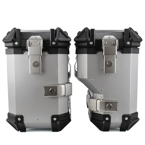 FJAUOQ Bauletto Moto Alluminio 38 Lt Bauletto da Moto Valigie per Bagagli Set 2Pz Top Case Alluminio Moto Robusto e Facile Baule Borse Laterali Rigide per Motocicletta,Argento,38L Right Rudder
