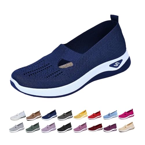 Orthopedic Shoes for Women,2025 Closed Toe Solid Color Wide Width Woven Orthopedic Breathable Walking Sneaker Soft Foam Cushion Comfortable Non Slip Lightweight Slip on Casual Shoes