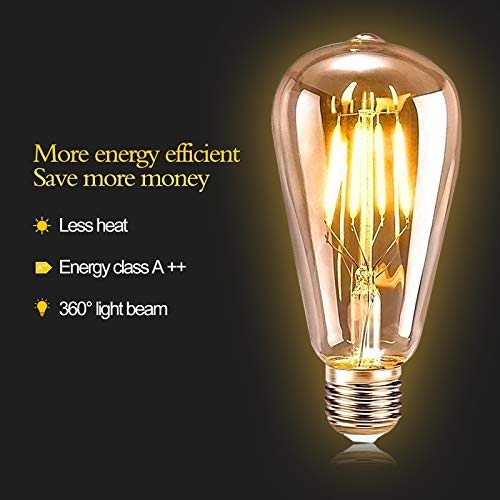 Lampadina Vintage Edison 4W, Piashow Lampadina LED...