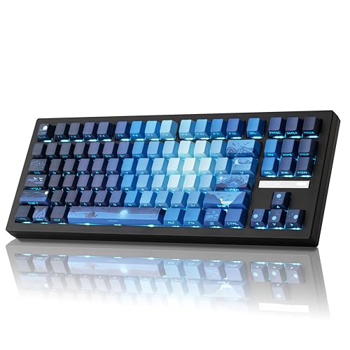 Image of ZORNHER ZH870 Wireless Mechanical Gaming Keyboard,80% Blue Custom Creamy Sound Keyboard with Lighted Up Dye Sublimation PBT Keycaps,Pre-lubed Linear Switches,Hot-Swappable,RGB Backlit