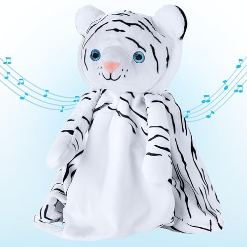 Image of Love By Emi Baby Music Lovey White Tiger, Baby Sleep Soother for Crib & Cuddle Bedtime, White Noise with a Heartbeat & Lullaby, Plush Sound Machine Toy, Stuffed Animal for Newborns, Infants & Toddlers