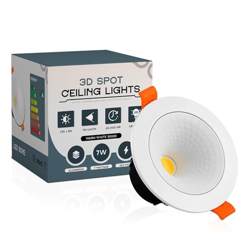 LEDSone 7W LED Recessed Ceiling Downlight, 900LM Cool White 6500K, Cut-Out Φ75-95mm, AC85-265V, Ultra Slim Round Aluminium Spotlight for Kitchen, Bathroom, Living Room – 1 Pack
