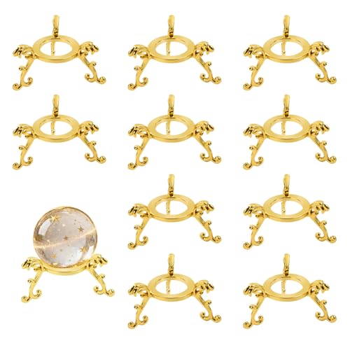 Dirvcp 10Pcs Gold Crystal Ball Stands Gold Sphere Display Holder for 40mm-80mm Crystal Balls Glass & Natural Stone Display Stand Decorative Rock Organizer