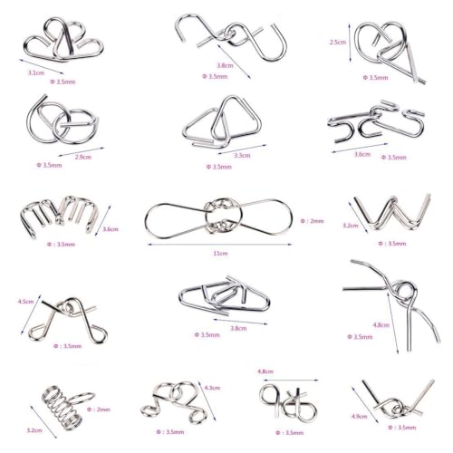 Knobelspiele Capalta Blume 16 Stück Metall Knobelei 3D Brainteaser Puzzle Metallpuzzle Geschenke für Kinder Teenager & Erwachsene