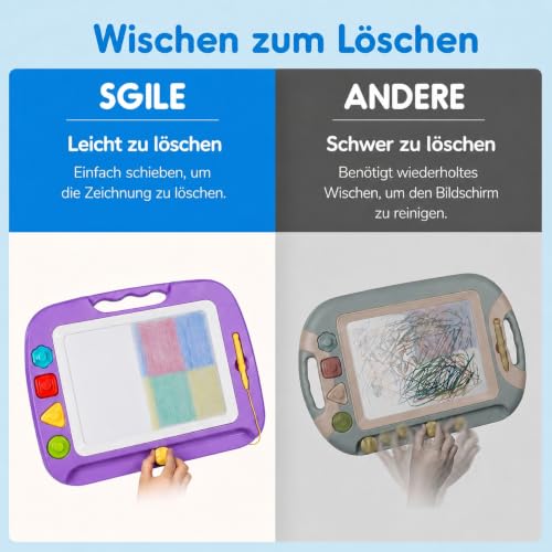 SGILE Magnettafel Kinder, Maltafel Zaubertafel Spielzeug, Groß 42 x 32 cm – Ansicht 6