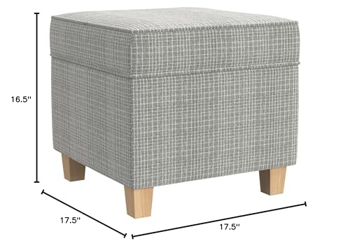Image of HomePop 18 inch Classic Square Storage Ottoman - Sage Mini Grid Pattern