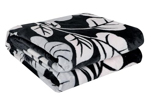 Image of Premium Ultra Soft Flannel Printed Single Blanket 220x160 cm| 200 GSM Warm & Cozy All Season AC Blanket| Lightweight Travel /Camping Throw for Sofa & Couch| Winter Duvet /Quilt- Black & White