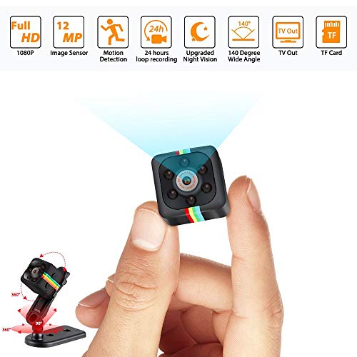 Mini Hidden Camera Spy Cop Cam Wireless with Video Camera Full HD 1080P Night Vision Motion Detection Support SD Card Small Surveillance Nanny Cam for Home Car Drone Office and Sports Outdoor