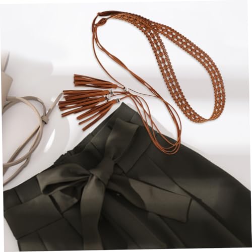 NOLITOY Bohemian Waist Belt Tassel for Women Decorative Dress Belt for Weddings and Parties Soft and Ethnic Style Waist Rope Camel Color3