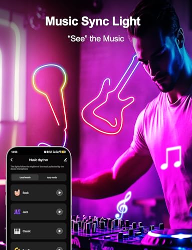 Image of RGB+IC Neon Rope Lights, 16.4 ft Smart LED Rope Light with Music Sync, Works with Alexa, Google Assistant, Custom DIY Flexible Neon Strip Lights for Bedroom, Wall Decor (2.4G WiFi Only)