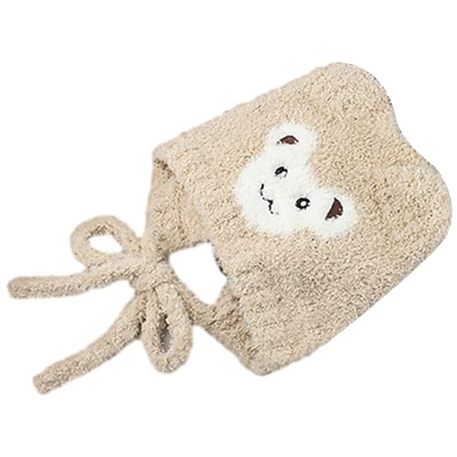 Cartoon Bear Hat Girls Headgear for Outdoors Furry Skiing with Large Furry Ears Winter for Skiing Camping4