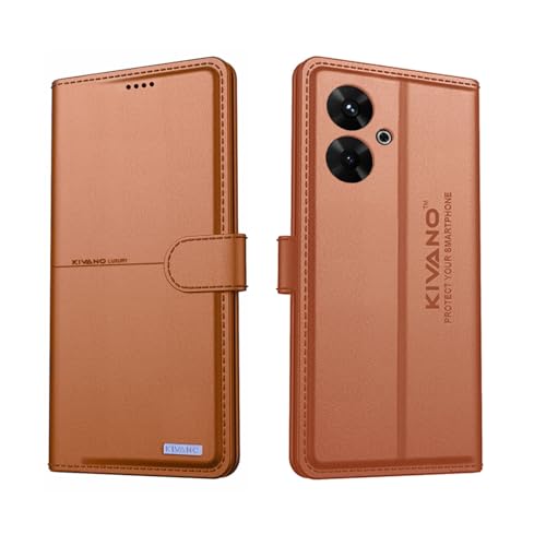 Image of Compatible with Redmi 13C 5G Flip Cover | Leather Finish | Inside Pockets & Inbuilt Stand | Shockproof Wallet Style Magnetic Closure Back Cover Case