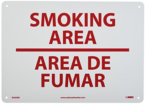 Panneau bilingue Smoking Area rigide NMC M400RB haute résistance 35x25 cm