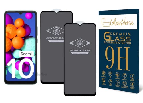 Image of GlassVerse Privacy Tempered Glass for Redmi 10 4G | Anti Spy Screen Protector, 9H Hardness, Edge to Edge, Case Friendly, Hassle-less Installation Kit Included. (Pack of 2)