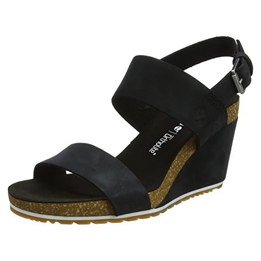Timberland Capri Sunset Wedge, Sandalias para Mujer, Negro (Black Full Grain), 37 EU