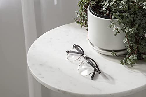 Kate And Laurel Tira Round Side Table, 14 X 14 X 24, White And Silver, Decorative Pedestal Style End Table For Use As A Bedroom Nightstand Or Living Room Accent #TOP4