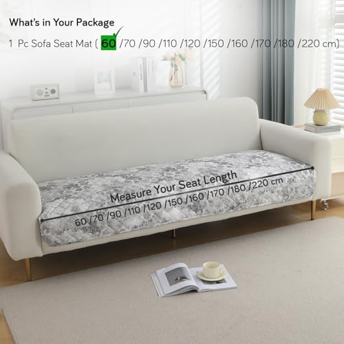 Image of HOKIPO Polyester Printed Waterproof + Anti-Slip + Quick Dry Sofa Seat Mats, Abstarct Pale Grey - Length 60cm (AR-5229-P7)