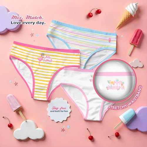 Image of Tommy Bahama Girls Cotton Brief Underwear 5-Pack, Tagless Cotton Panties Multipack for Kids and Toddlers