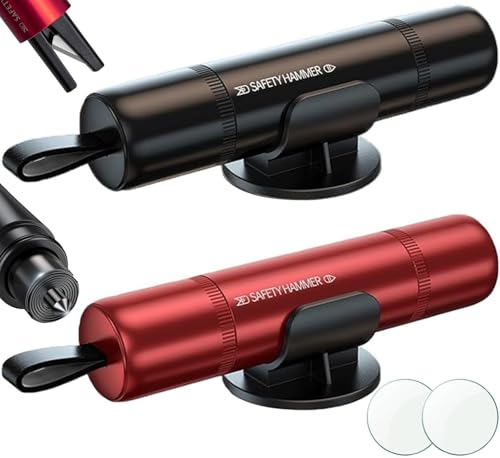 DSGKUU Automotive Gurtschneider Notfallhammer, 2 Stück Auto Sicherheitshammer, Tragbarer Fensterbrecher und Sicherheitsgurt Cutter mit Testglas zum Mit Allen Fahrzeugen Emergency Car Tool