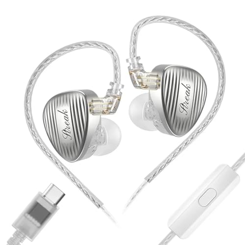 Image of Concept Kart GK Streak Hybrid in-Ear Monitor Wired IEM with Mic, KUN Dynamic Driver + Micro-Planar Tweeter, Detailed Hi-Fi Sound, Silver-Plated Cable, Type-C Termination Plug (Silver)