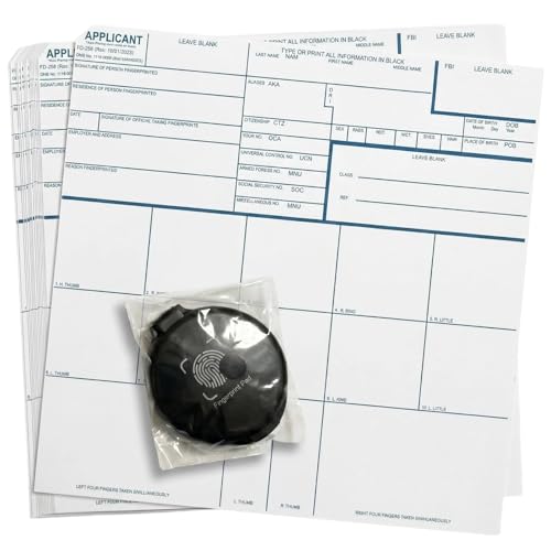 30Pack FD-258 Fingerprint Kit Newest 11-1-20 Version Reusable Fingerprint Ink Pad with Guide Instructions for SBR NFA ATF Fingerprinting