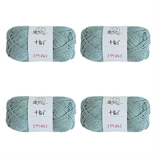 Shike Bamboo-Rain,Natural Cotton Bamboo Linen Blend Yarn,4 Skeins Soft Baby Light Worsted #3 Dk Weight For Crochet&Knitting Yarn,Per Skein 50G/120Yds (Waterfall Blue) #TOP20